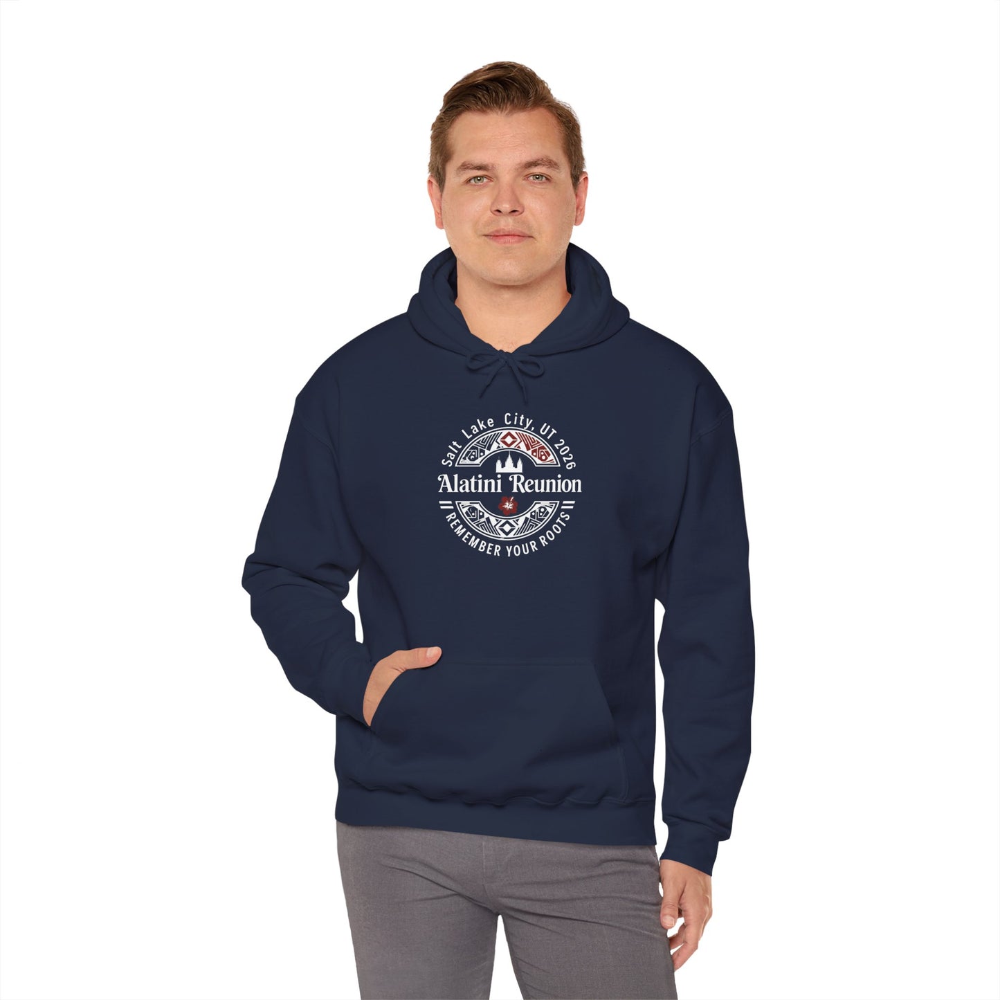 WHITE on Dark Hoodie! Alatini Reunion Hoodie - Salt Lake City 2025 "Remember Your Roots" Reunion Pullover