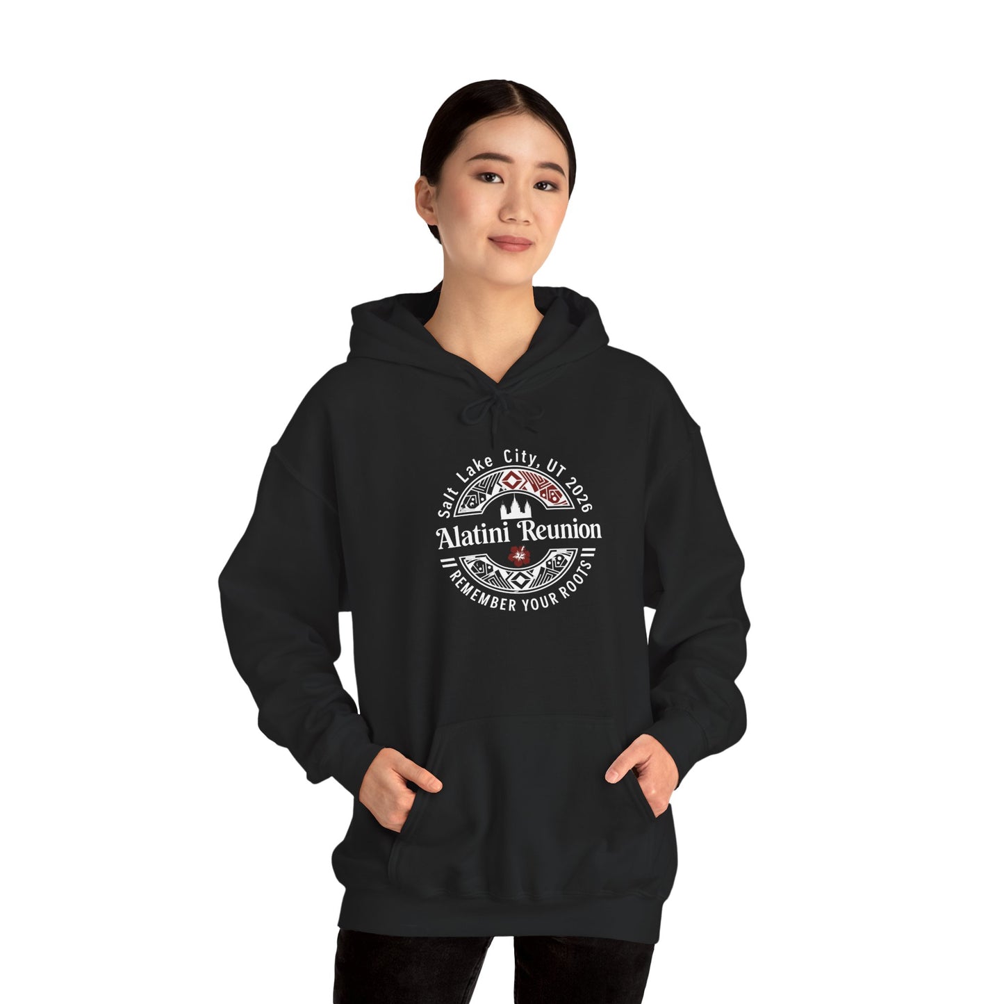 WHITE on Dark Hoodie! Alatini Reunion Hoodie - Salt Lake City 2025 "Remember Your Roots" Reunion Pullover