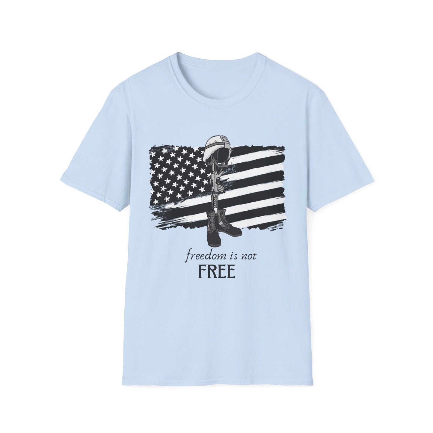 Freedom Is Not Free T-Shirt — Patriotic American Flag & Fallen Soldier Tribute