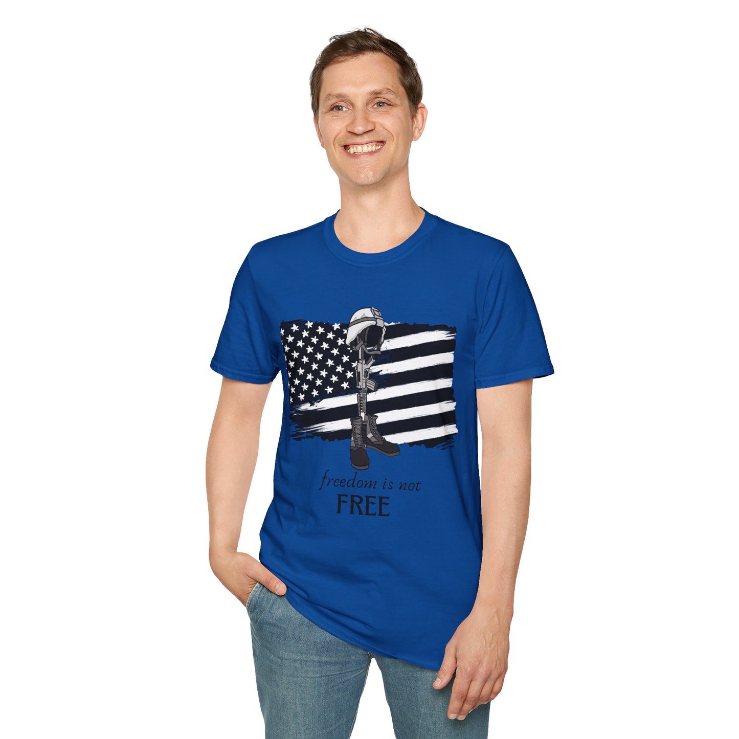 Freedom Is Not Free T-Shirt — Patriotic American Flag & Fallen Soldier Tribute