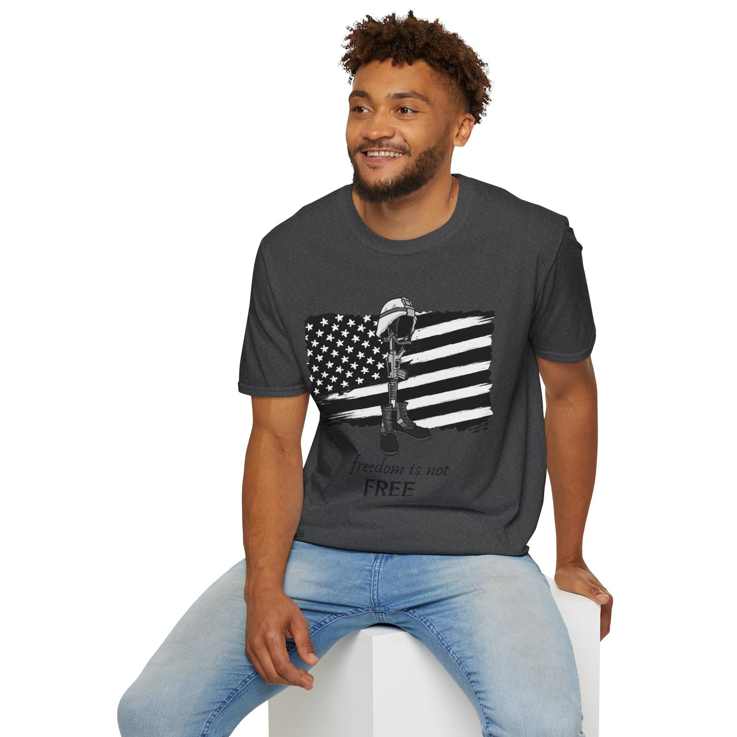 Freedom Is Not Free T-Shirt — Patriotic American Flag & Fallen Soldier Tribute