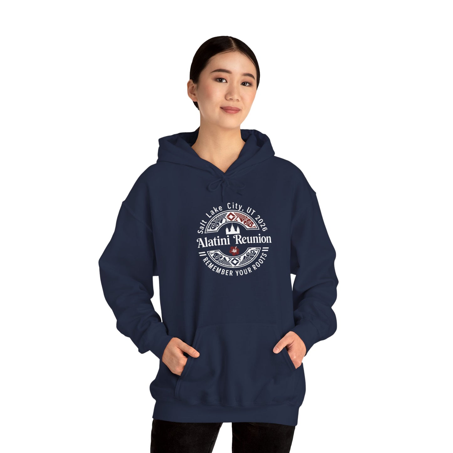 WHITE on Dark Hoodie! Alatini Reunion Hoodie - Salt Lake City 2025 "Remember Your Roots" Reunion Pullover