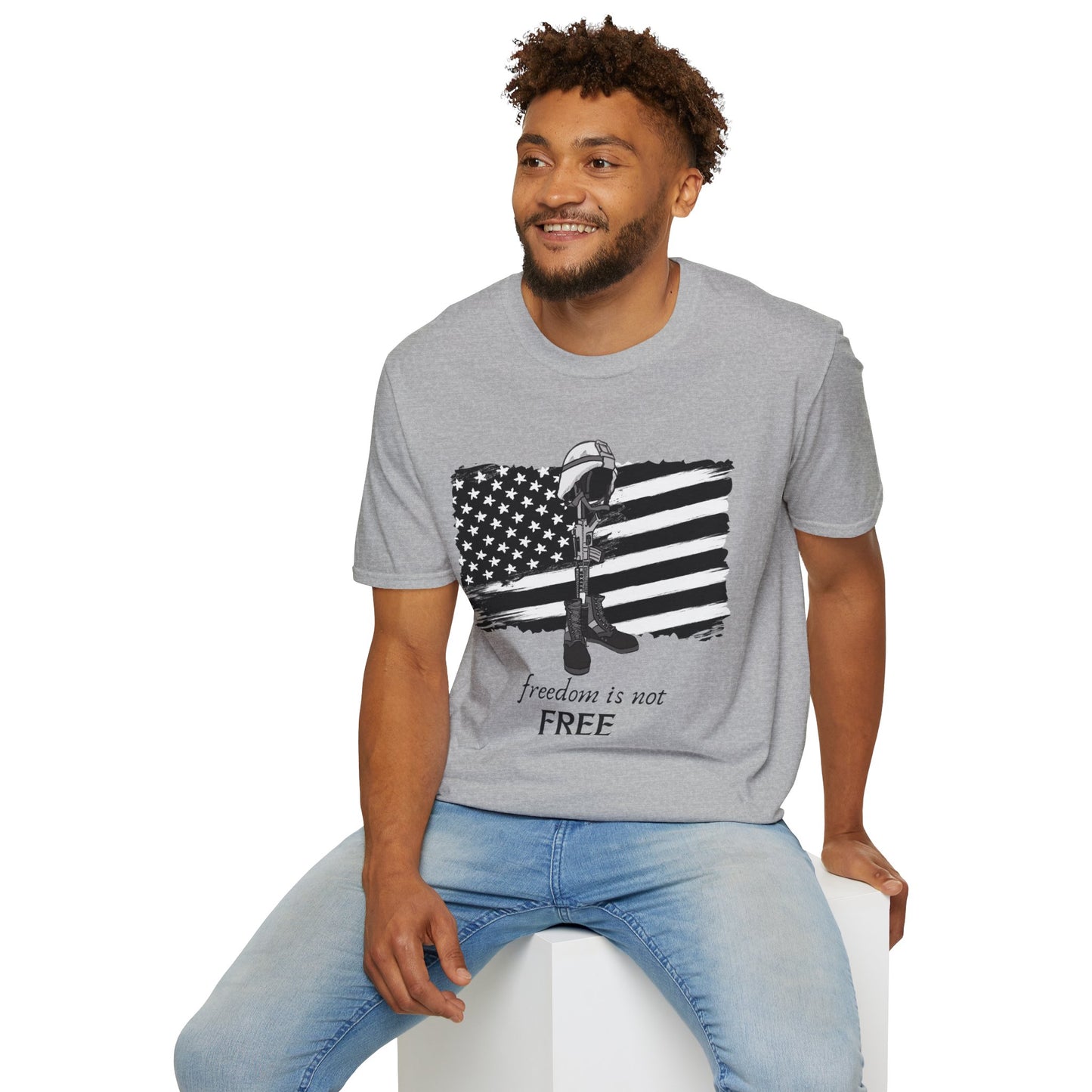 Freedom Is Not Free T-Shirt — Patriotic American Flag & Fallen Soldier Tribute