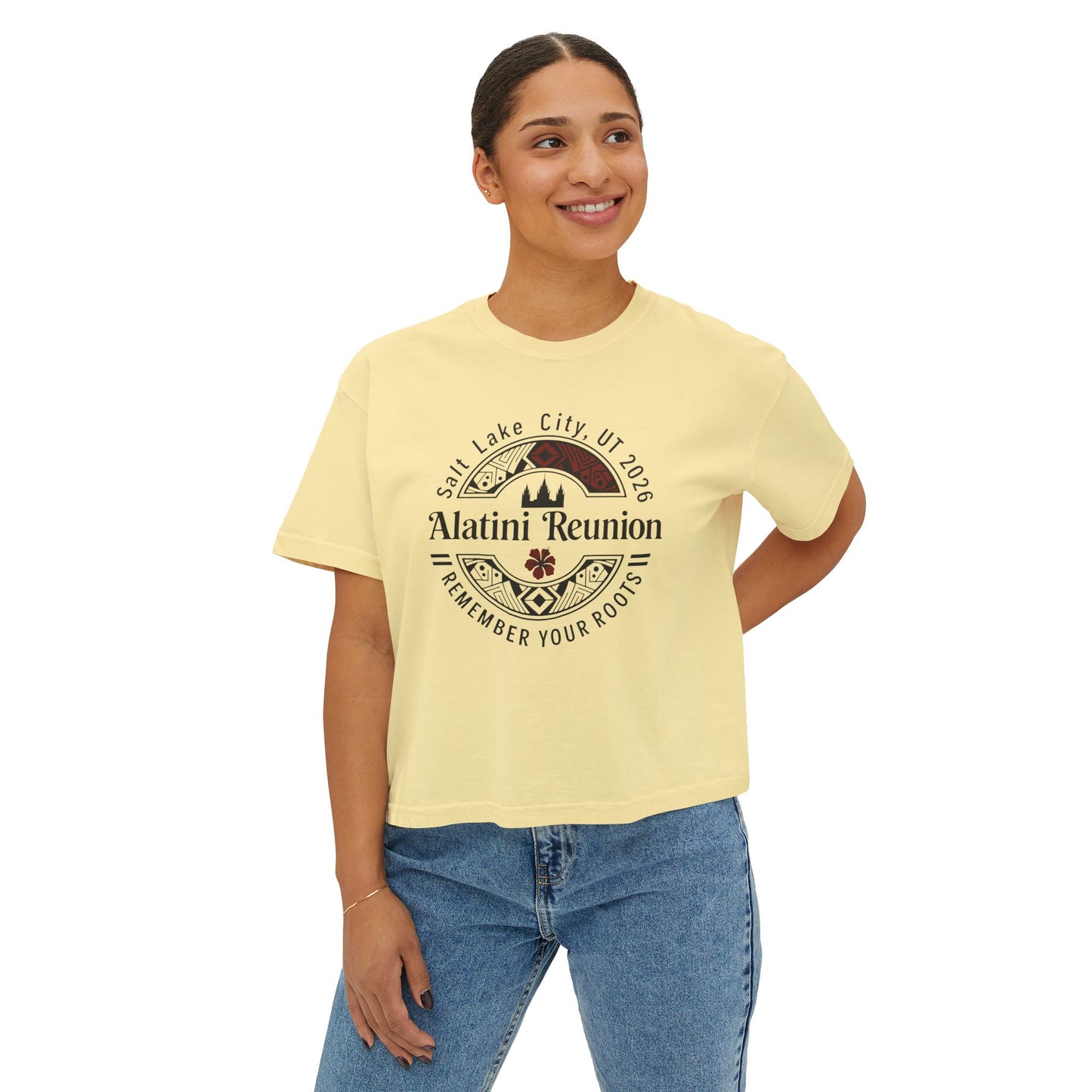 WOMEN'S Reunion Tee — 'Alatini' Salt Lake City 2026 Keep Your Roots Boxy T‑Shirt