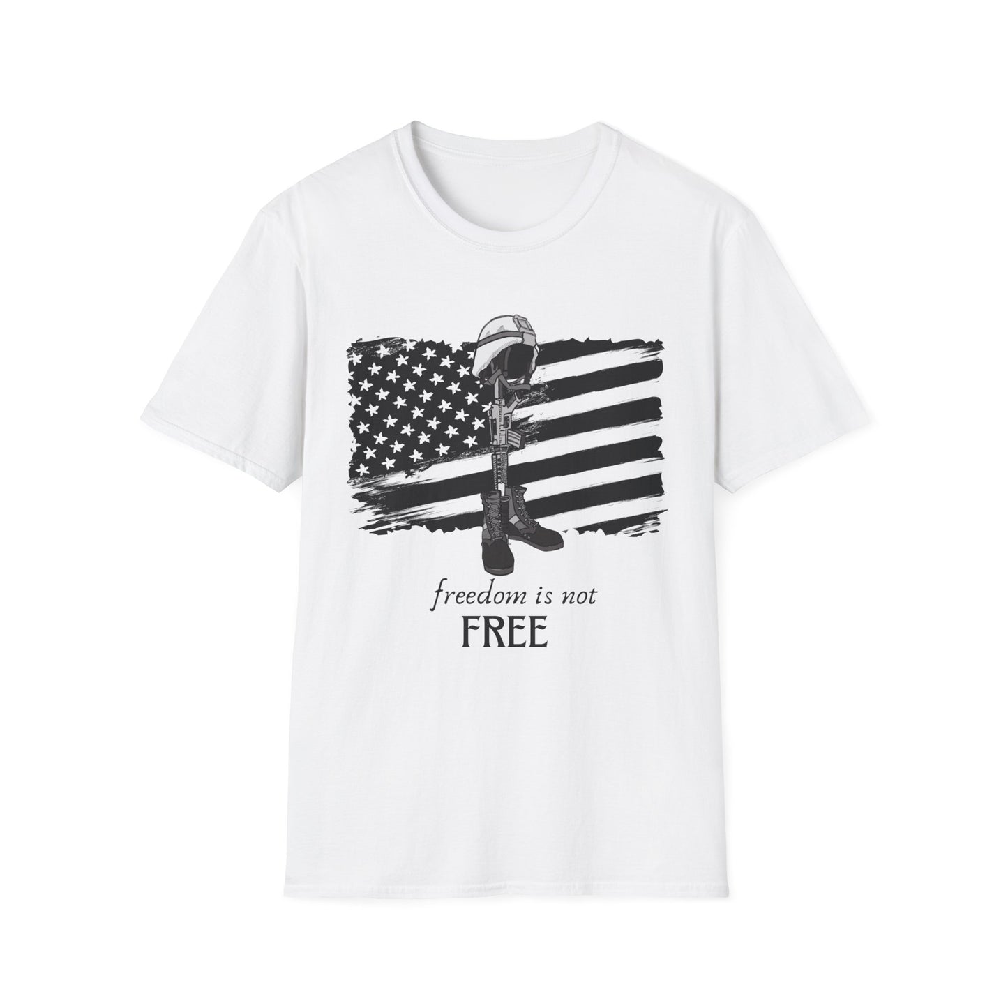 Freedom Is Not Free T-Shirt — Patriotic American Flag & Fallen Soldier Tribute