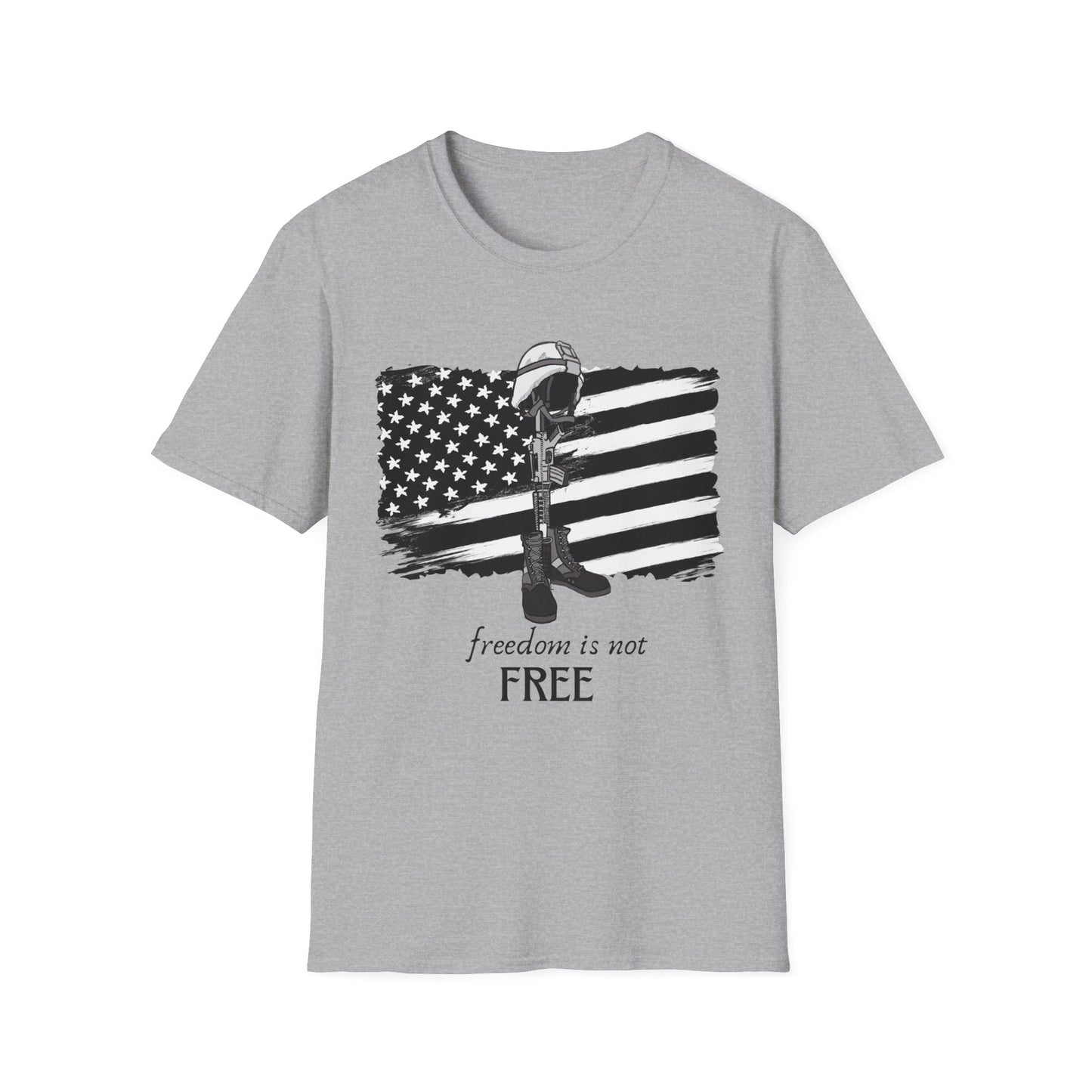 Freedom Is Not Free T-Shirt — Patriotic American Flag & Fallen Soldier Tribute