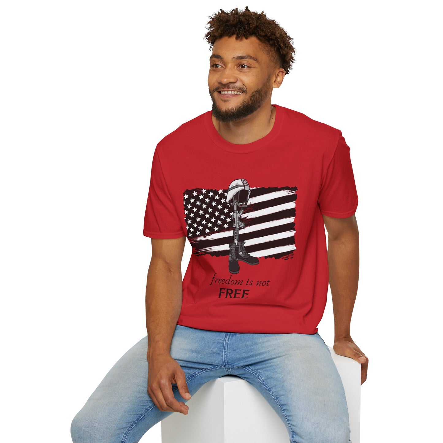 Freedom Is Not Free T-Shirt — Patriotic American Flag & Fallen Soldier Tribute
