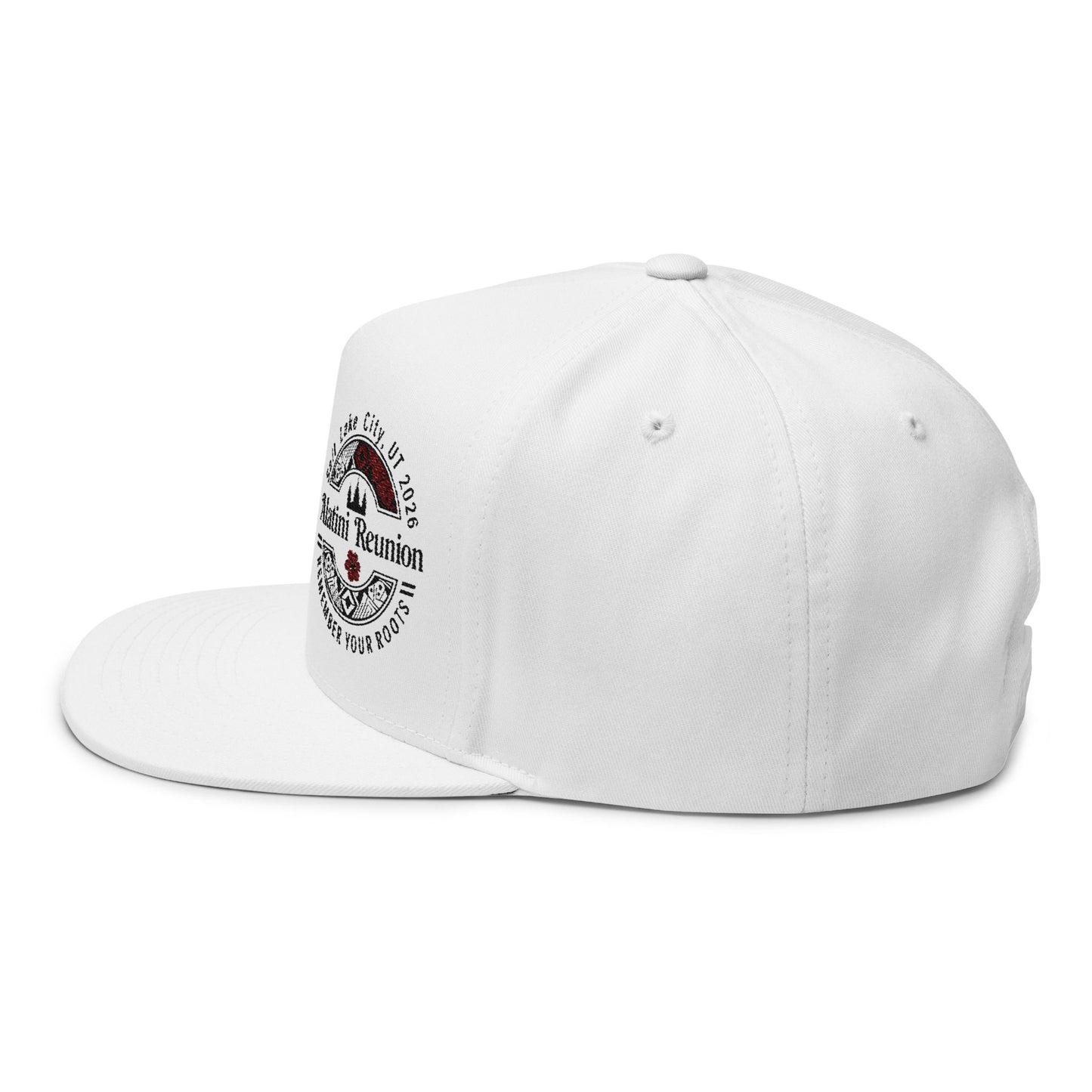 Embroidered Flat Bill Cap — "Alatini Reunion: Remember Your Roots" Snapback