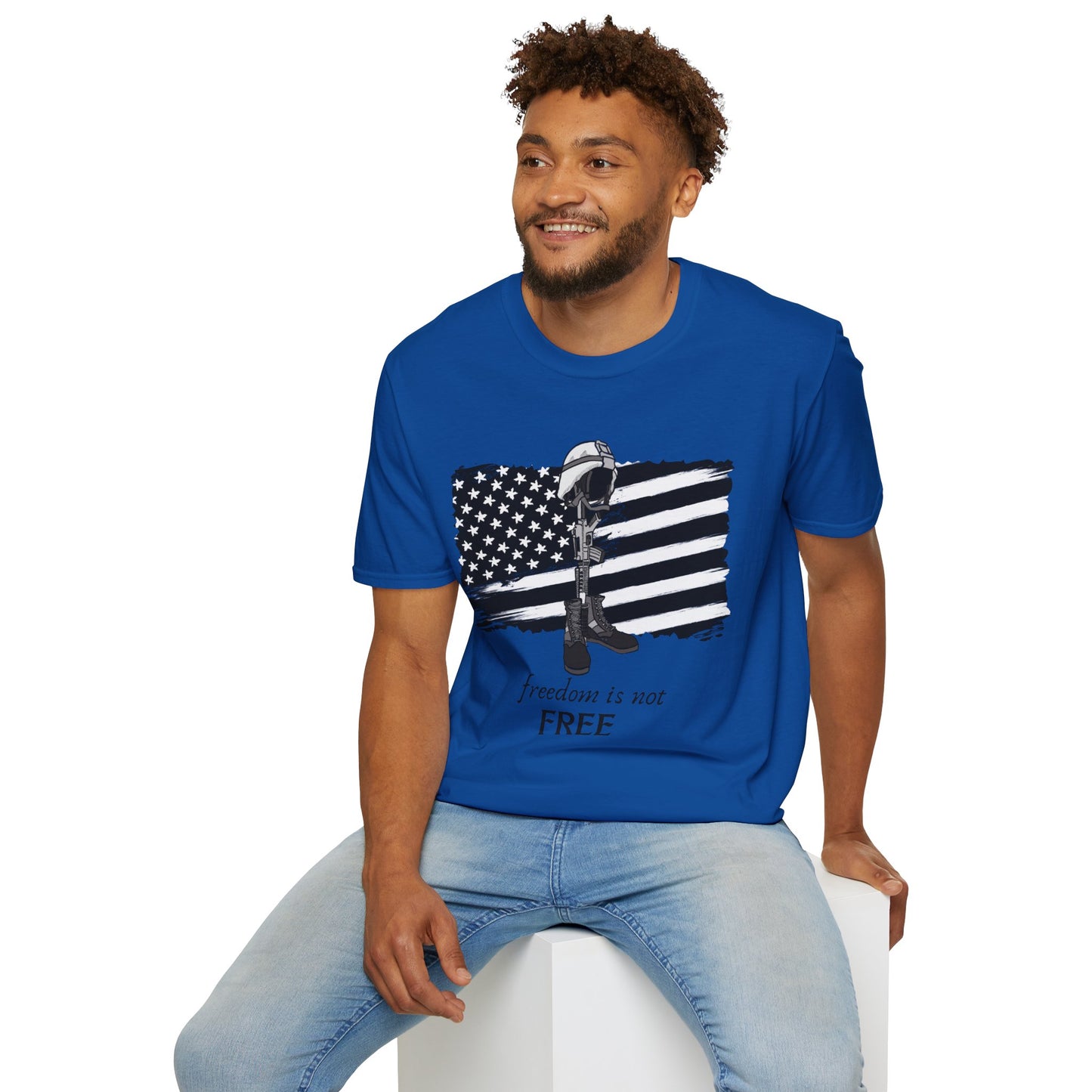Freedom Is Not Free T-Shirt — Patriotic American Flag & Fallen Soldier Tribute