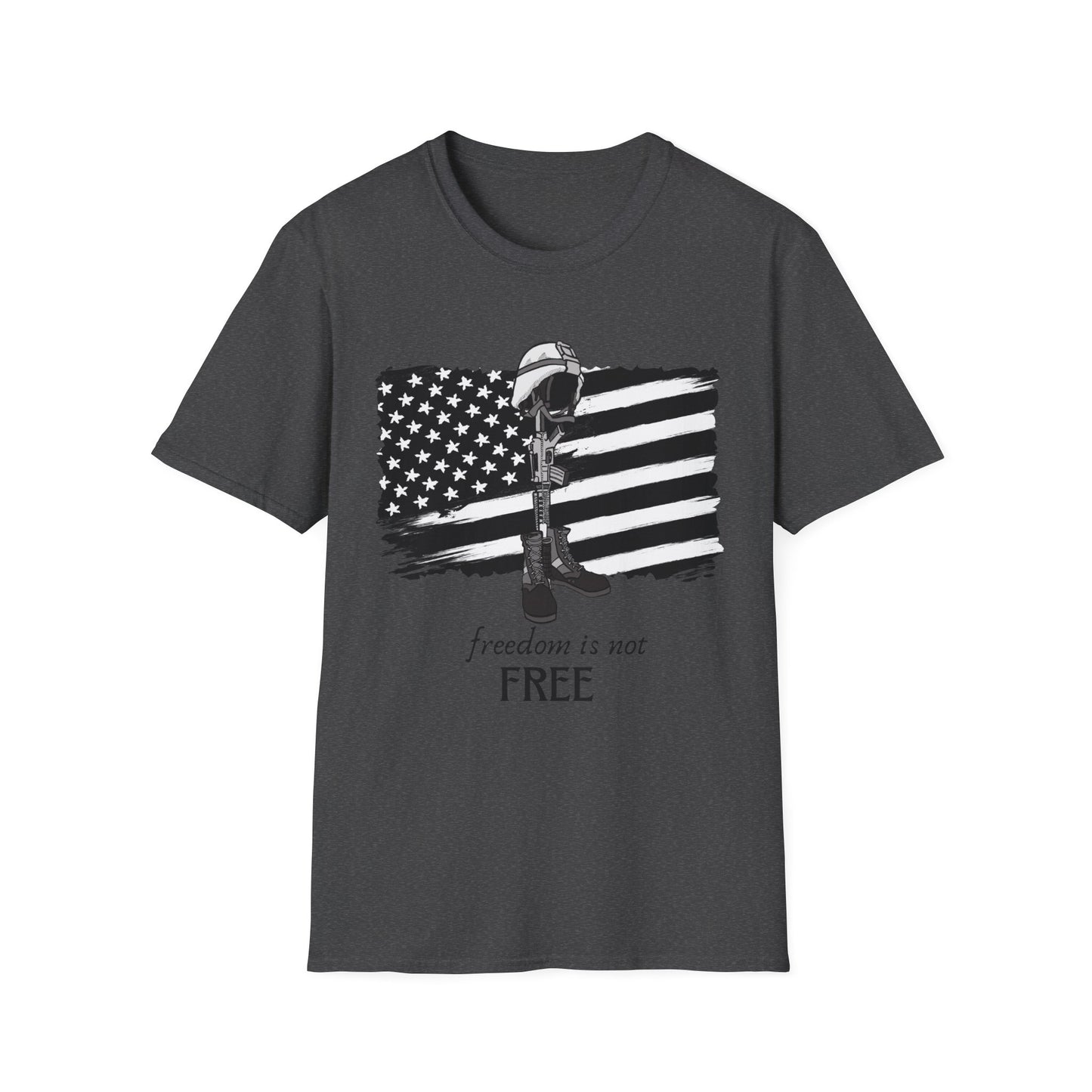 Freedom Is Not Free T-Shirt — Patriotic American Flag & Fallen Soldier Tribute