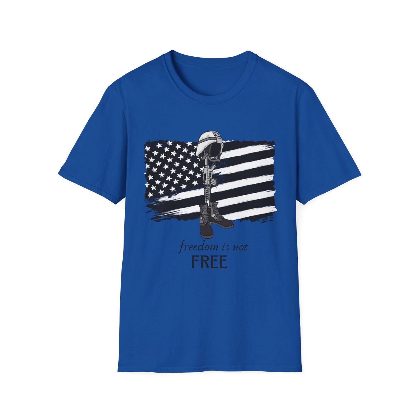 Freedom Is Not Free T-Shirt — Patriotic American Flag & Fallen Soldier Tribute