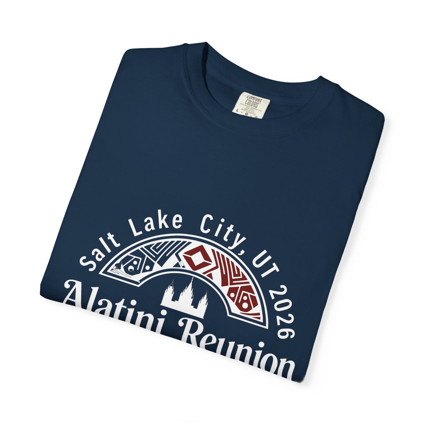 White on Black Alatini Reunion T-Shirt — Lake City UT 2026 «Remember Your Roots»