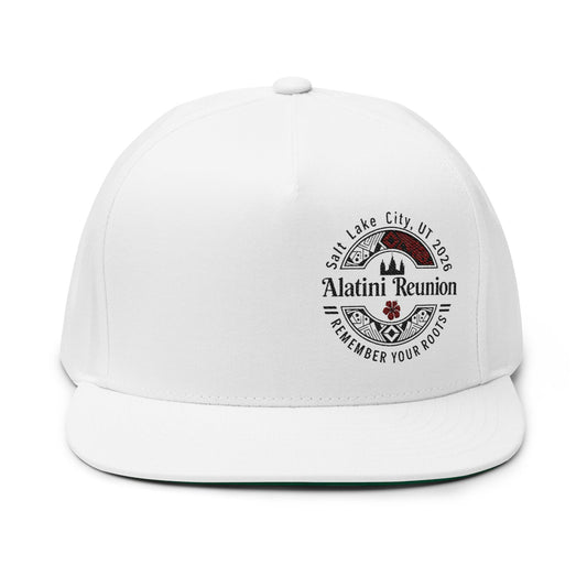Embroidered Flat Bill Cap — "Alatini Reunion: Remember Your Roots" Snapback