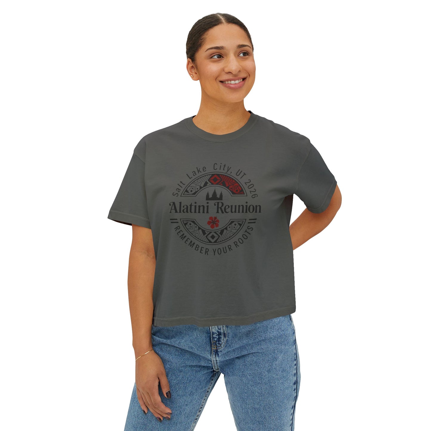 WOMEN'S Reunion Tee — 'Alatini' Salt Lake City 2026 Keep Your Roots Boxy T‑Shirt