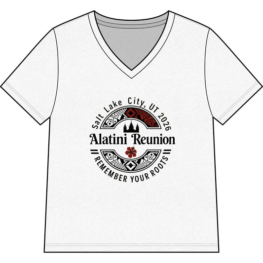 WOMEN'S Alatini Reunion V-Neck Tee — Salt Lake City 2026 "Remember Your Roots"