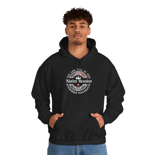 WHITE on Dark Hoodie! Alatini Reunion Hoodie - Salt Lake City 2025 "Remember Your Roots" Reunion Pullover