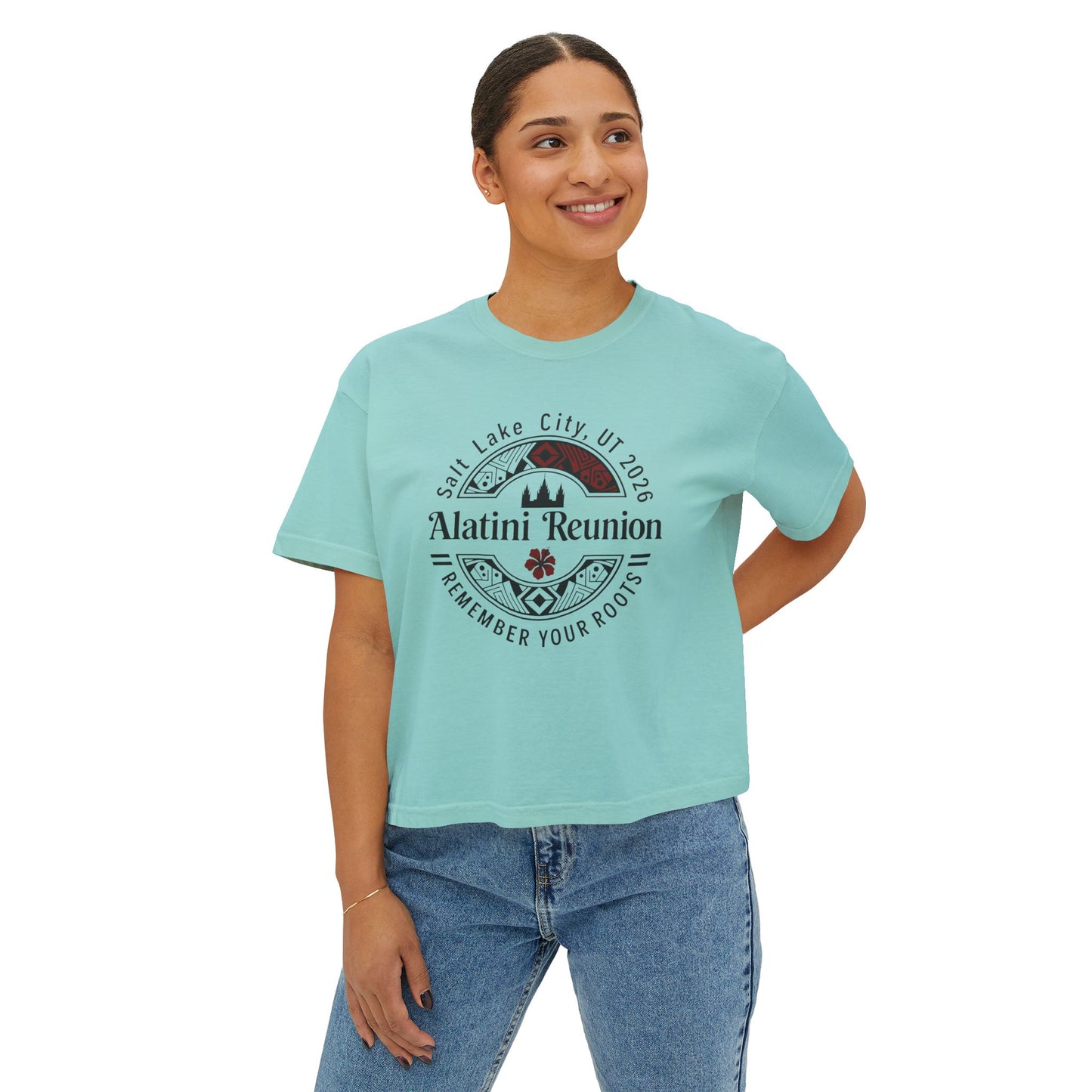 WOMEN'S Reunion Tee — 'Alatini' Salt Lake City 2026 Keep Your Roots Boxy T‑Shirt