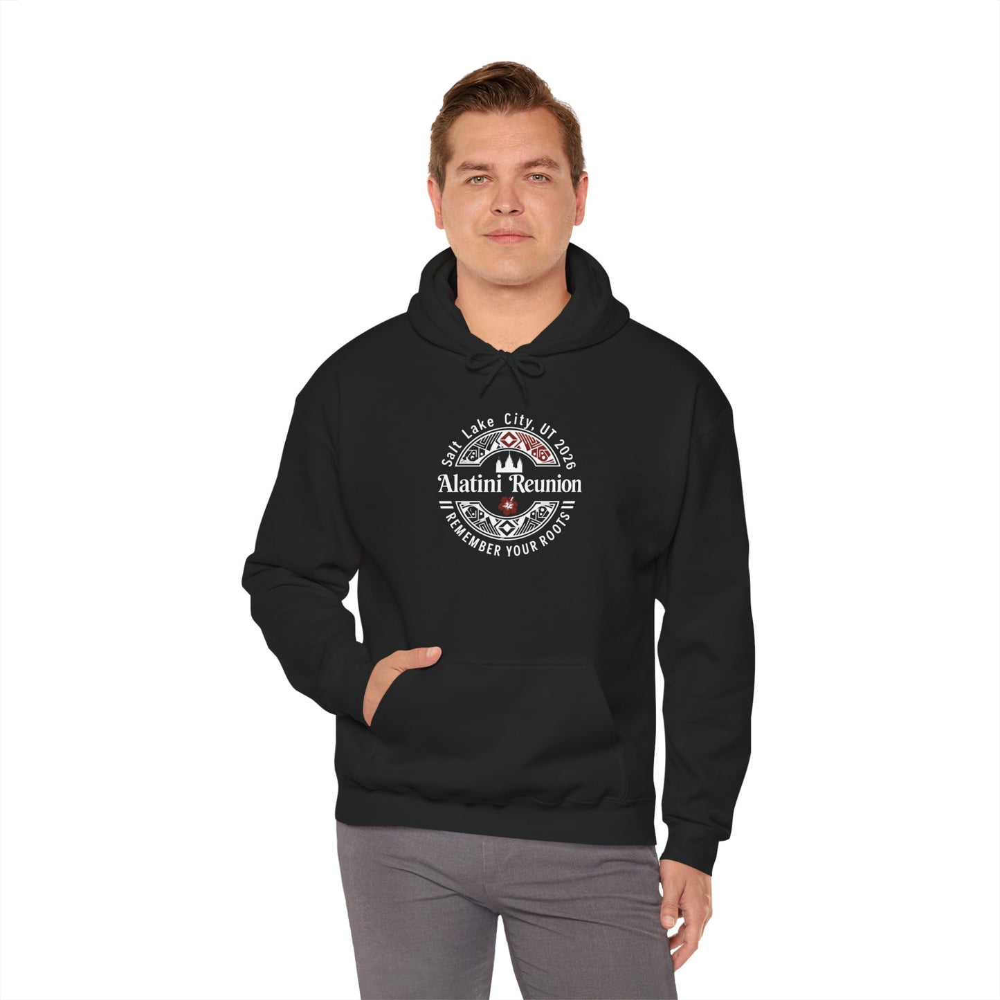 WHITE on Dark Hoodie! Alatini Reunion Hoodie - Salt Lake City 2025 "Remember Your Roots" Reunion Pullover