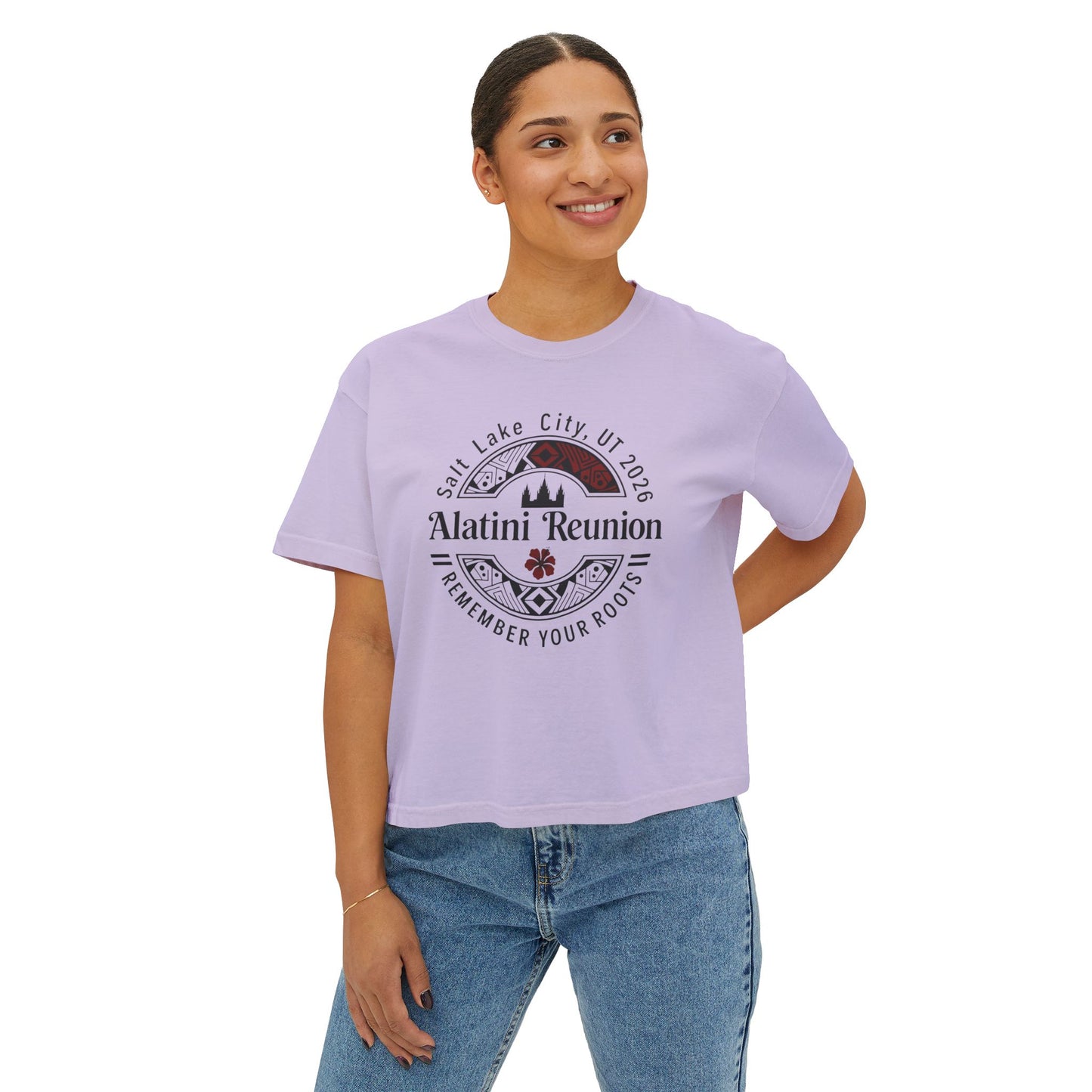 WOMEN'S Reunion Tee — 'Alatini' Salt Lake City 2026 Keep Your Roots Boxy T‑Shirt
