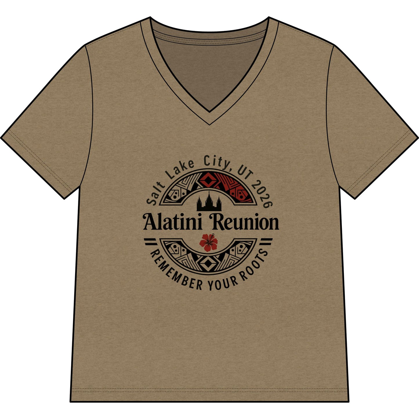 WOMEN'S Alatini Reunion V-Neck Tee — Salt Lake City 2026 "Remember Your Roots"