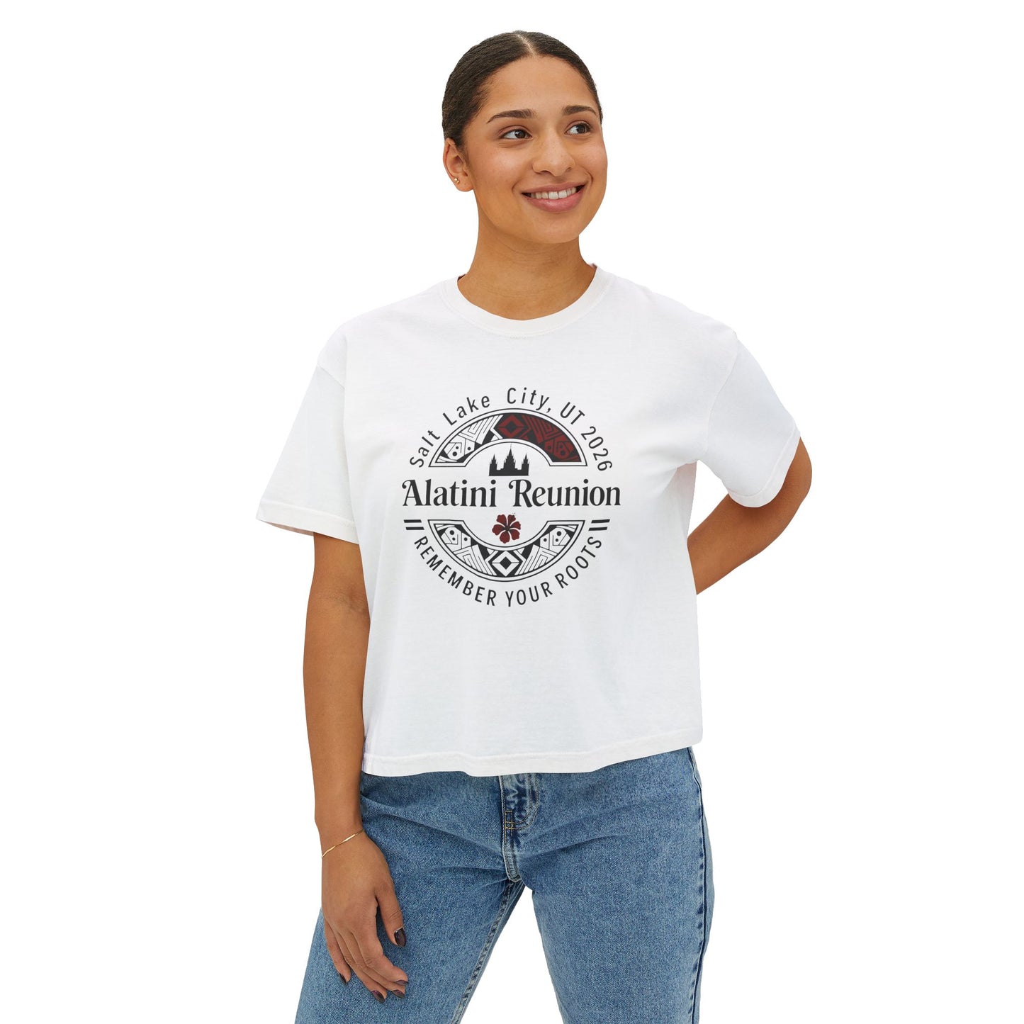 WOMEN'S Reunion Tee — 'Alatini' Salt Lake City 2026 Keep Your Roots Boxy T‑Shirt